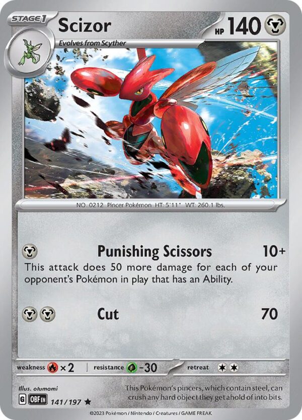 Scizor 141/197 Reverse Holofoil SV03: Obsidian Flames