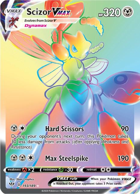Scizor VMAX (Secret) 193/189 Holofoil SWSH03: Darkness Ablaze