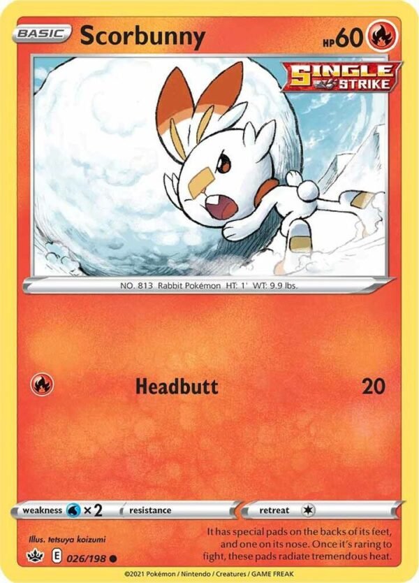 Scorbunny 026/198 Reverse Holofoil SWSH06: Chilling Reign