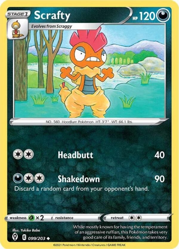 Scrafty 099/203 Reverse Holofoil SWSH07: Evolving Skies Scrafty 099/203 Reverse Holofoil SWSH07: Evolving Skies