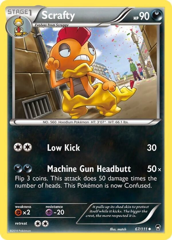 Scrafty 67/111 Reverse Holofoil XY – Furious Fists Scrafty 67/111 Reverse Holofoil XY – Furious Fists
