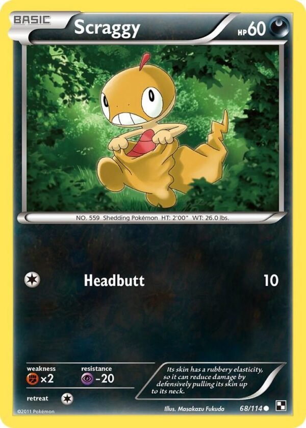 Scraggy 68/114 Reverse Holofoil Black and White
