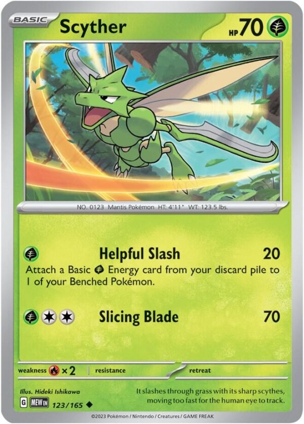 Scyther 123/165 Reverse Holofoil SV: Scarlet & Violet 151 Scyther 123/165 Reverse Holofoil SV: Scarlet & Violet 151