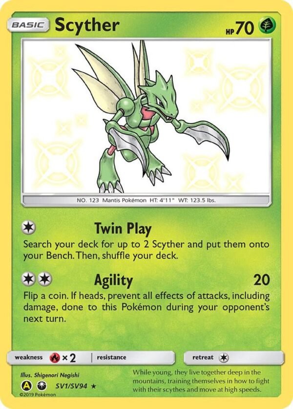 Scyther SV1/SV94 Holofoil Hidden Fates: Shiny Vault Scyther SV1/SV94 Holofoil Hidden Fates: Shiny Vault