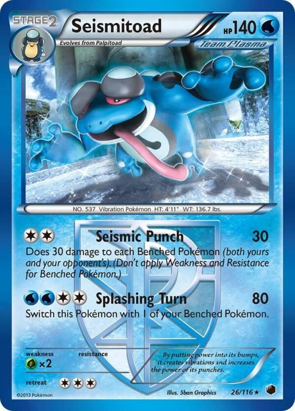 Seismitoad (Team Plasma) 26/116 Reverse Holofoil Plasma Freeze Seismitoad (Team Plasma) 26/116 Reverse Holofoil Plasma Freeze