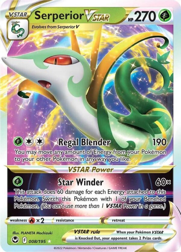 Serperior VSTAR 008/195 Holofoil SWSH12: Silver Tempest