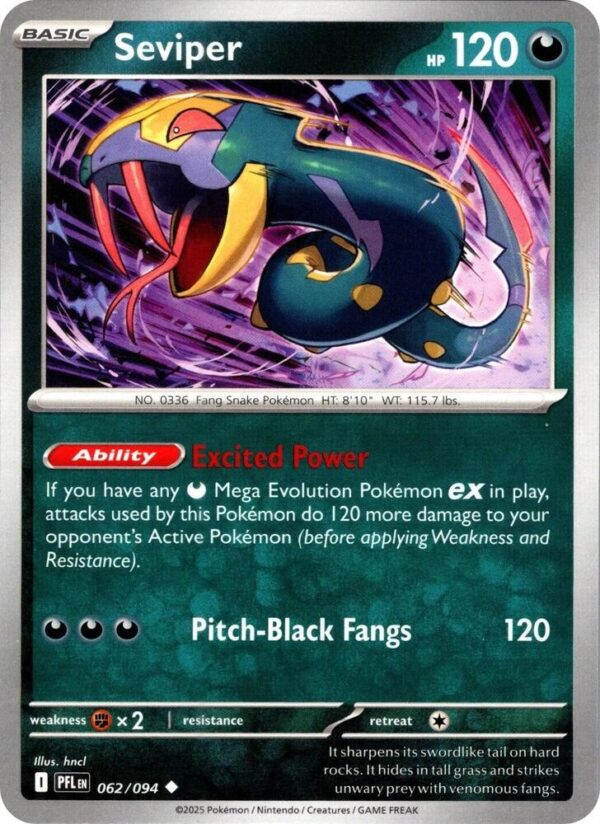 Seviper 062/094 Normal ME02: Phantasmal Flames Seviper 062/094 Normal ME02: Phantasmal Flames