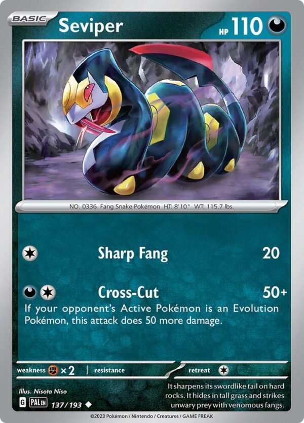 Seviper 137/193 Reverse Holofoil SV02: Paldea Evolved Seviper 137/193 Reverse Holofoil SV02: Paldea Evolved