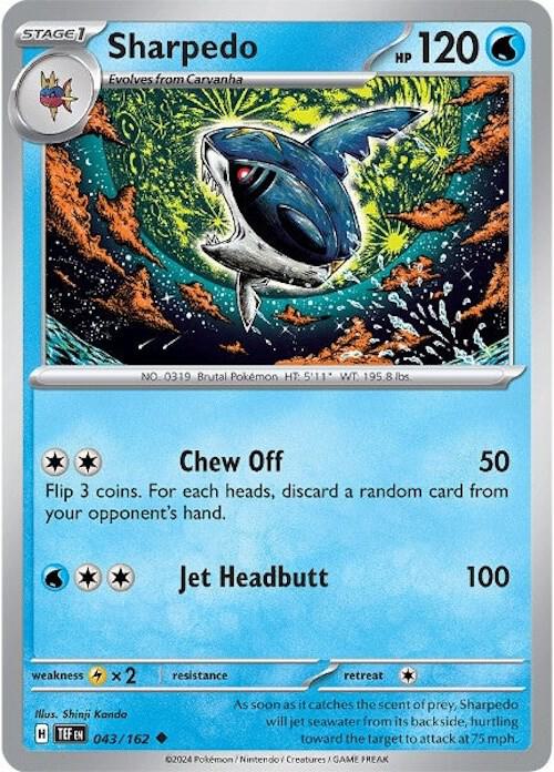 Sharpedo 043/162 Reverse Holofoil SV05: Temporal Forces Sharpedo 043/162 Reverse Holofoil SV05: Temporal Forces