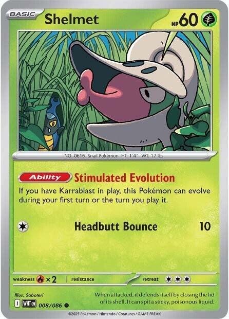 Shelmet 008/086 Reverse Holofoil SV: White Flare