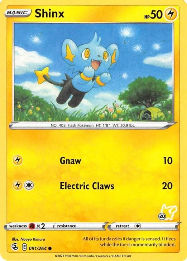 Shinx 091/264 (#20 Pikachu Stamped) Normal Battle Academy 2022 Shinx 091/264 (#20 Pikachu Stamped) Normal Battle Academy 2022