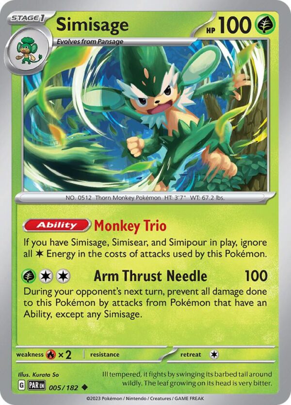 Simisage 005/182 Reverse Holofoil SV04: Paradox Rift