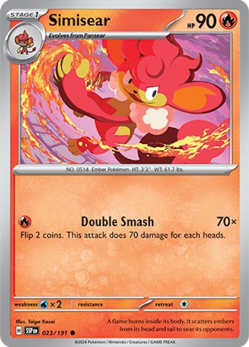 Simisear 023/191 Reverse Holofoil SV08: Surging Sparks Simisear 023/191 Reverse Holofoil SV08: Surging Sparks