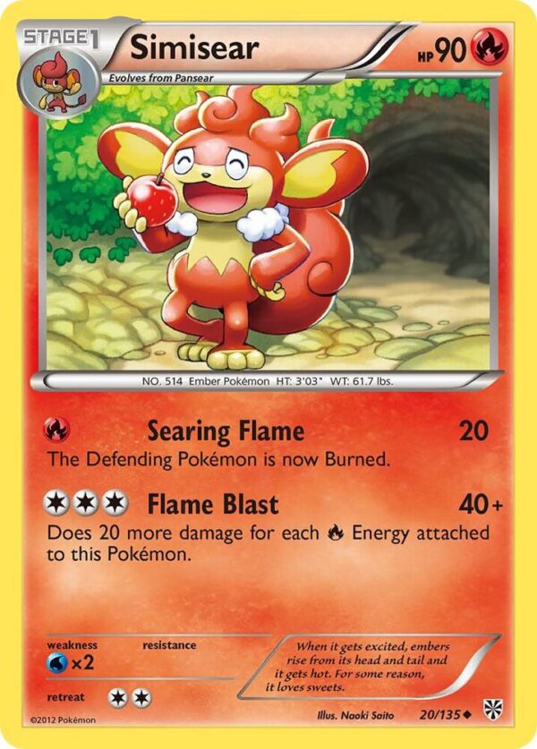 Simisear 20/135 Reverse Holofoil Plasma Storm Simisear 20/135 Reverse Holofoil Plasma Storm
