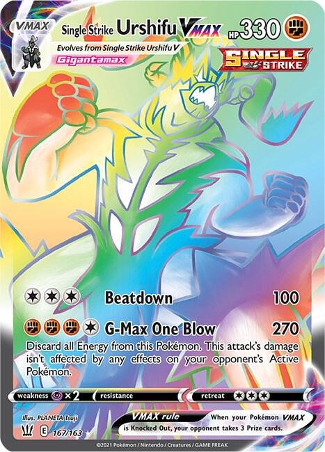Single Strike Urshifu VMAX (Secret) 167/163 Holofoil SWSH05: Battle Styles