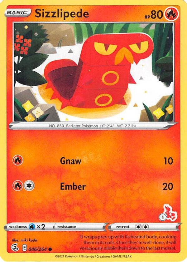 Sizzlipede 046/264 (#1 Cinderace Stamped) Normal Battle Academy 2022