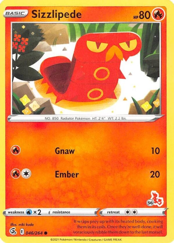 Sizzlipede 046/264 (#56 Cinderace Stamped) Normal Battle Academy 2022