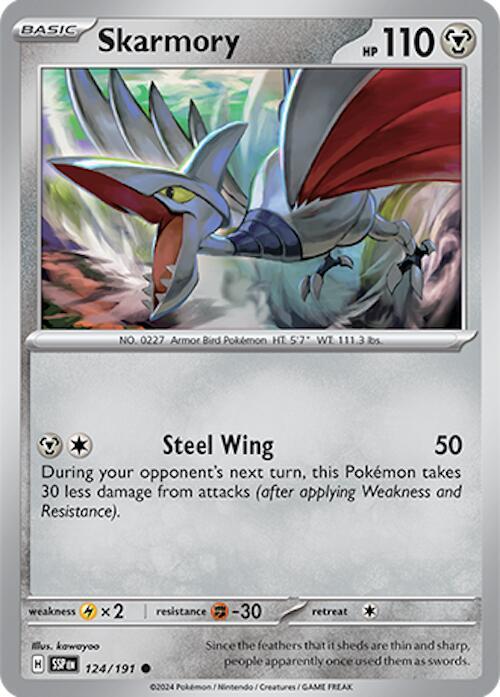 Skarmory 124/191 Reverse Holofoil SV08: Surging Sparks Skarmory 124/191 Reverse Holofoil SV08: Surging Sparks