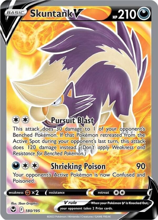 Skuntank V (Full Art) 180/195 Holofoil SWSH12: Silver Tempest Skuntank V (Full Art) 180/195 Holofoil SWSH12: Silver Tempest