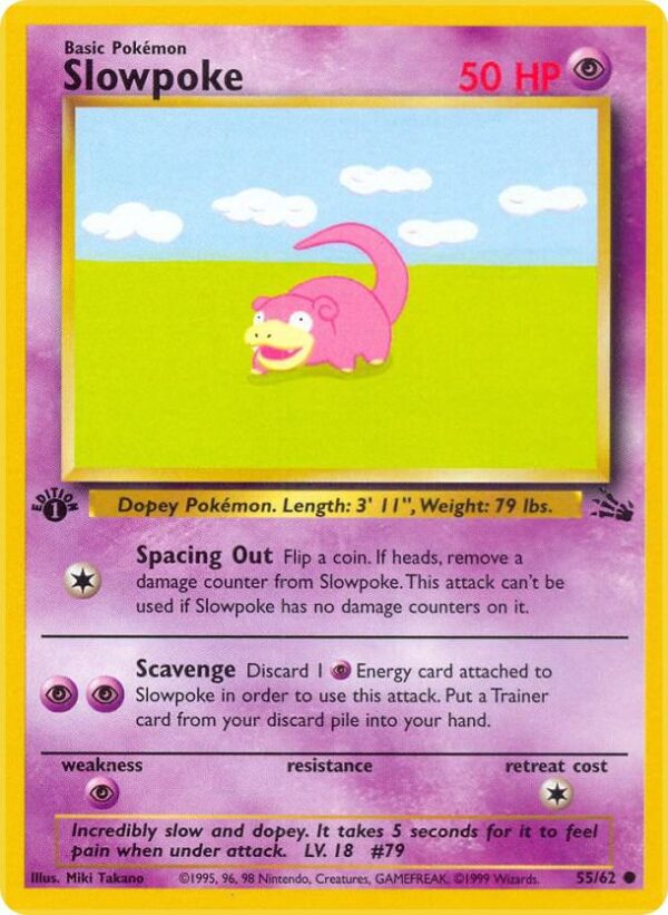 Slowpoke 55/62 1st Edition Fossil Slowpoke 55/62 1st Edition Fossil