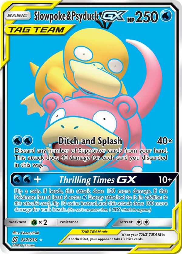 Slowpoke & Psyduck GX (Full Art) 217/236 Holofoil SM – Unified Minds Slowpoke & Psyduck GX (Full Art) 217/236 Holofoil SM – Unified Minds