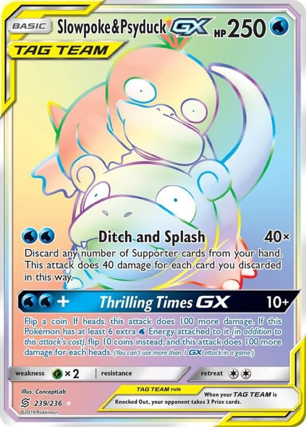 Slowpoke & Psyduck GX (Secret) 239/236 Holofoil SM – Unified Minds