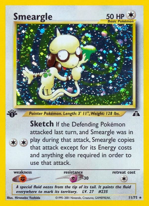 Smeargle (11) 11/75 1st Edition Holofoil Neo Discovery Smeargle (11) 11/75 1st Edition Holofoil Neo Discovery
