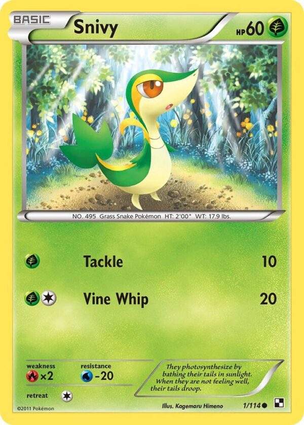 Snivy (1) 1/114 Reverse Holofoil Black and White