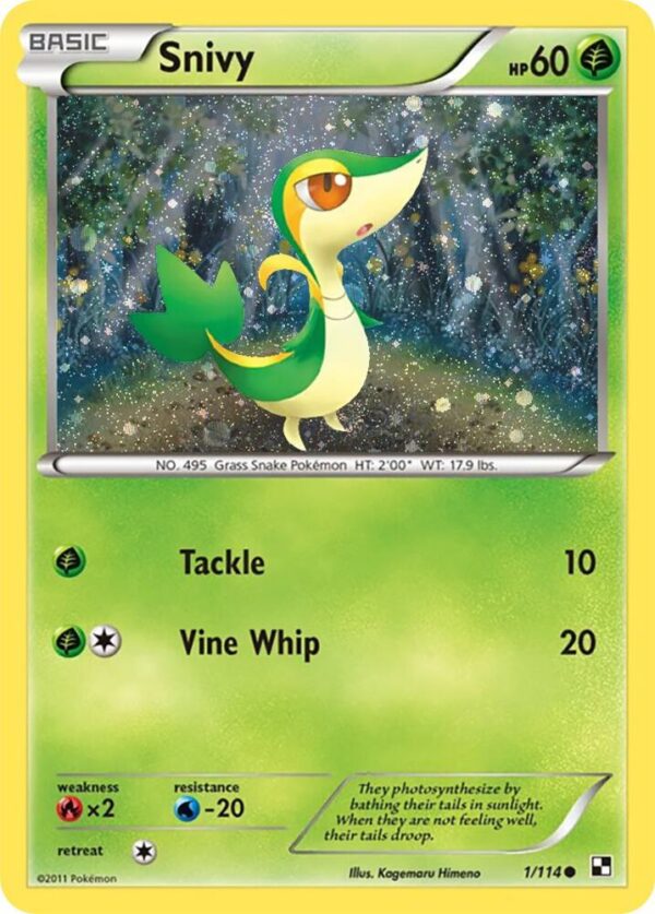 Snivy 1/114 (Cosmos Holo) 001/114 Holofoil Miscellaneous Cards & Products Snivy 1/114 (Cosmos Holo) 001/114 Holofoil Miscellaneous Cards & Products