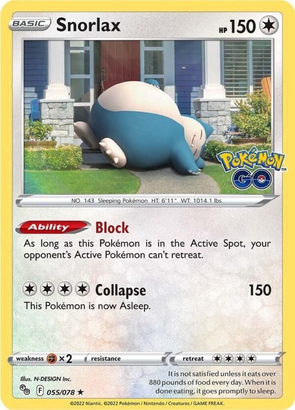 Snorlax 055/078 Reverse Holofoil Pokemon GO Snorlax 055/078 Reverse Holofoil Pokemon GO