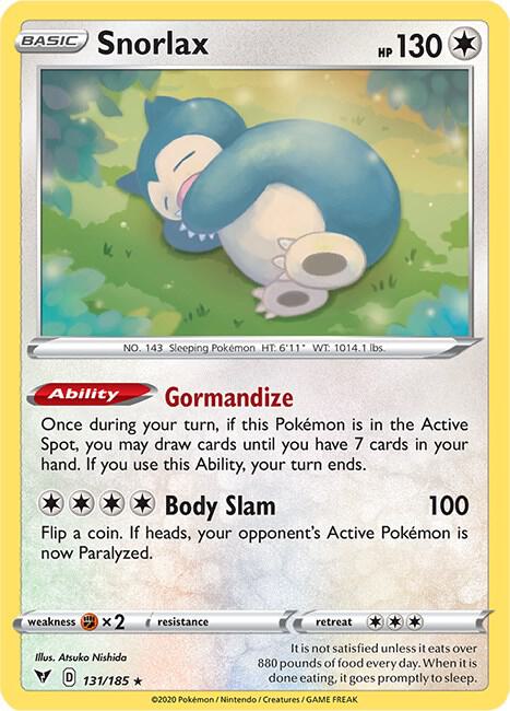 Snorlax 131/185 Reverse Holofoil SWSH04: Vivid Voltage Snorlax 131/185 Reverse Holofoil SWSH04: Vivid Voltage