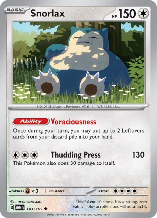 Snorlax 143/165 Reverse Holofoil SV: Scarlet & Violet 151