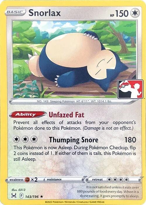 Snorlax 143/196 Normal Prize Pack Series Cards