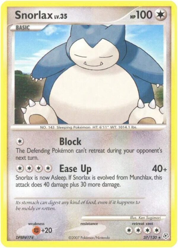 Snorlax 37/130 Normal Diamond and Pearl Snorlax 37/130 Normal Diamond and Pearl