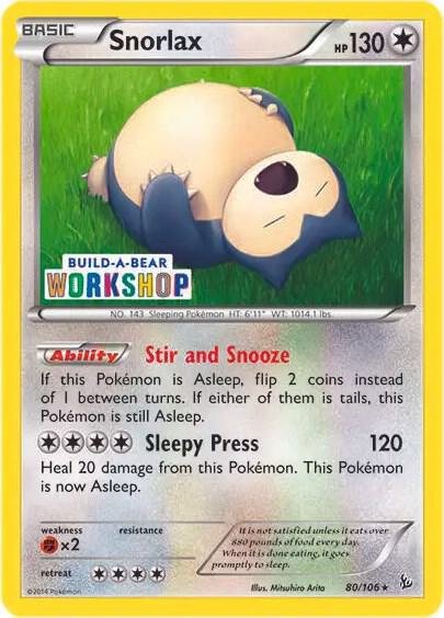 Snorlax 80/106 (Build-a-Bear Workshop Exclusive) 080/106 Normal Miscellaneous Cards & Products Snorlax 80/106 (Build-a-Bear Workshop Exclusive) 080/106 Normal Miscellaneous Cards & Products