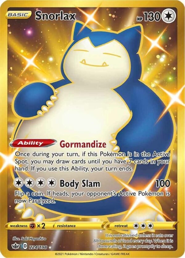 Snorlax (Secret) 224/198 Holofoil SWSH06: Chilling Reign Snorlax (Secret) 224/198 Holofoil SWSH06: Chilling Reign