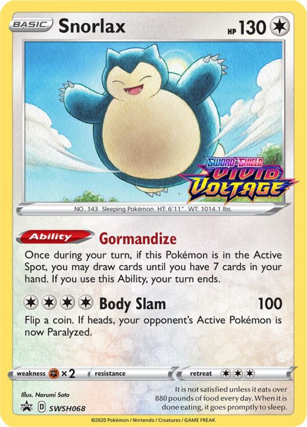 Snorlax SWSH068 (Prerelease) Holofoil SWSH: Sword & Shield Promo Cards