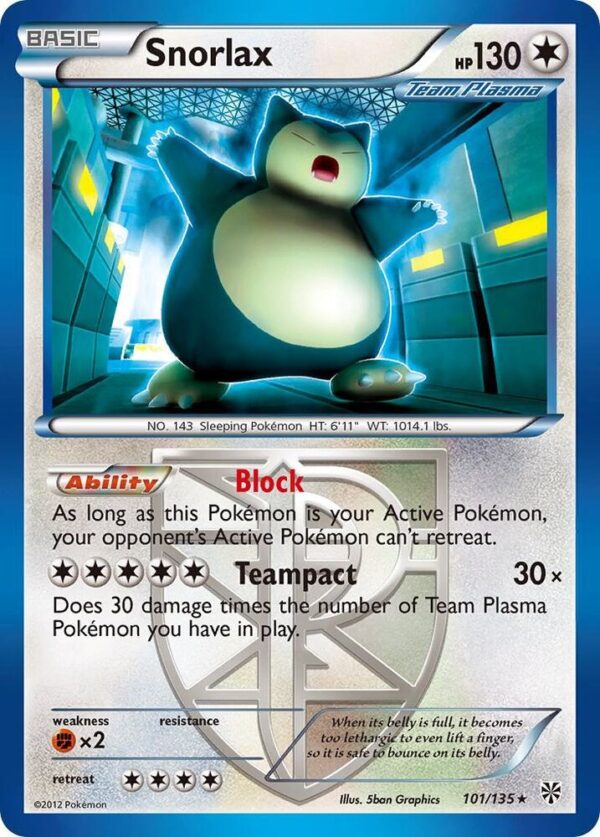 Snorlax (Team Plasma) 101/135 Reverse Holofoil Plasma Storm