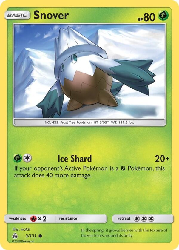 Snover 3/131 Reverse Holofoil SM – Forbidden Light Snover 3/131 Reverse Holofoil SM – Forbidden Light