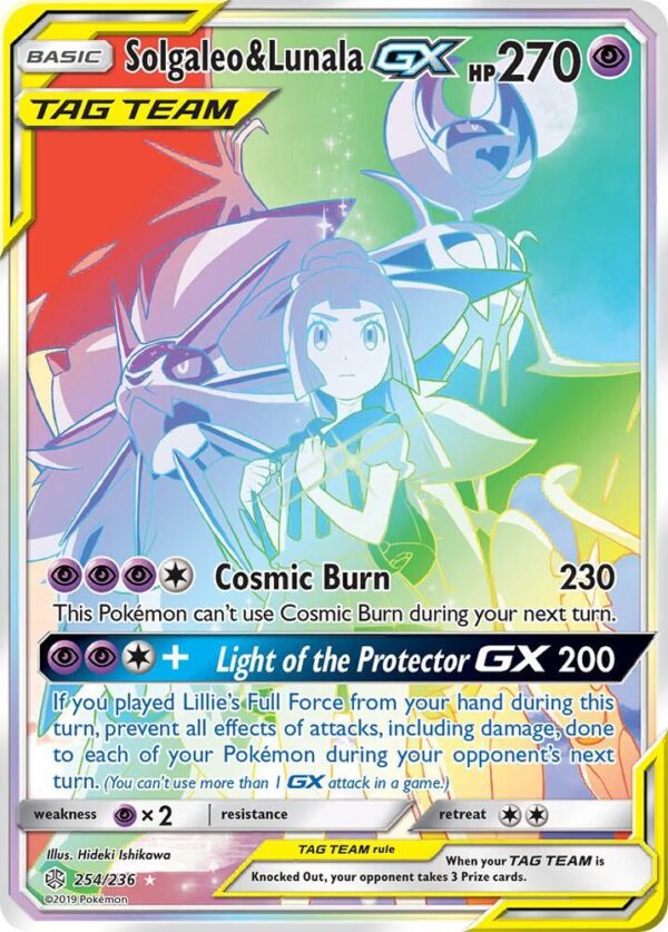 Solgaleo & Lunala GX (Secret) 254/236 Holofoil SM – Cosmic Eclipse Solgaleo & Lunala GX (Secret) 254/236 Holofoil SM – Cosmic Eclipse