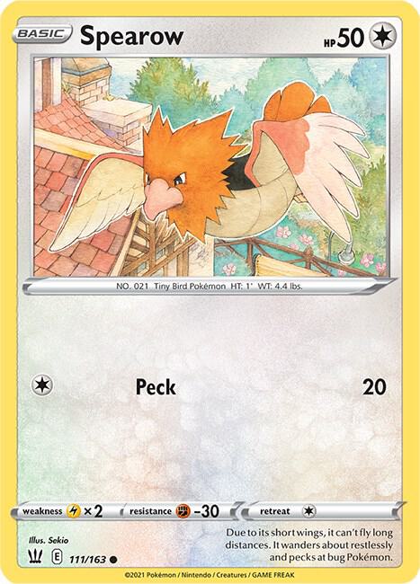 Spearow 111/163 Normal SWSH05: Battle Styles Spearow 111/163 Normal SWSH05: Battle Styles