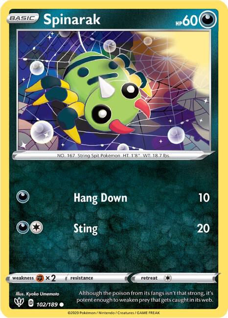 Spinarak 102/189 Normal SWSH03: Darkness Ablaze Spinarak 102/189 Normal SWSH03: Darkness Ablaze