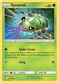 Spinarak | 9/214 | Reverse Holofoil | SM - Lost Thunder
