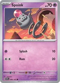 Spoink | 090/197 | Reverse Holofoil | SV03: Obsidian Flames