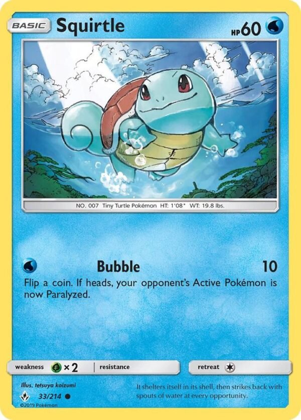 Squirtle 33/214 Reverse Holofoil SM – Unbroken Bonds