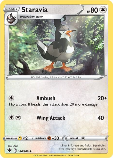 Staravia 146/189 Normal SWSH03: Darkness Ablaze
