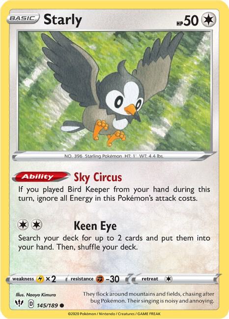 Starly 145/189 Reverse Holofoil SWSH03: Darkness Ablaze