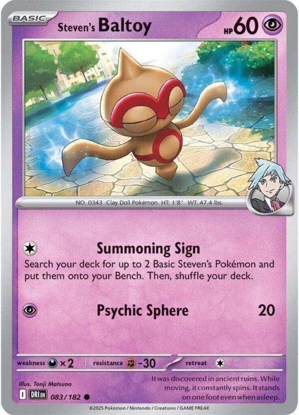 Steven’s Baltoy 083/182 Reverse Holofoil SV10: Destined Rivals Steven’s Baltoy 083/182 Reverse Holofoil SV10: Destined Rivals