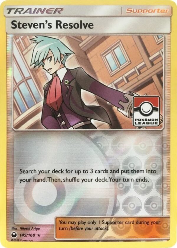 Steven’s Resolve 145/168 (Pokemon League) Reverse Holofoil League & Championship Cards Steven’s Resolve 145/168 (Pokemon League) Reverse Holofoil League & Championship Cards