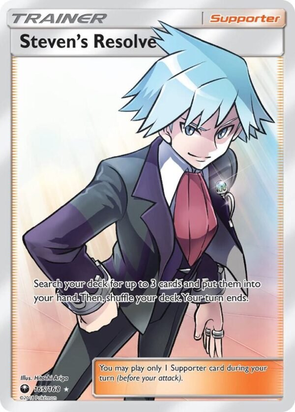 Steven’s Resolve (Full Art) 165/168 Holofoil SM – Celestial Storm Steven’s Resolve (Full Art) 165/168 Holofoil SM – Celestial Storm